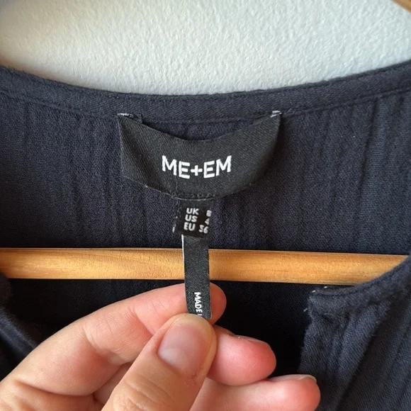 ME+EM Cheesecloth V-Neck Cotton‎ Shirt Dress